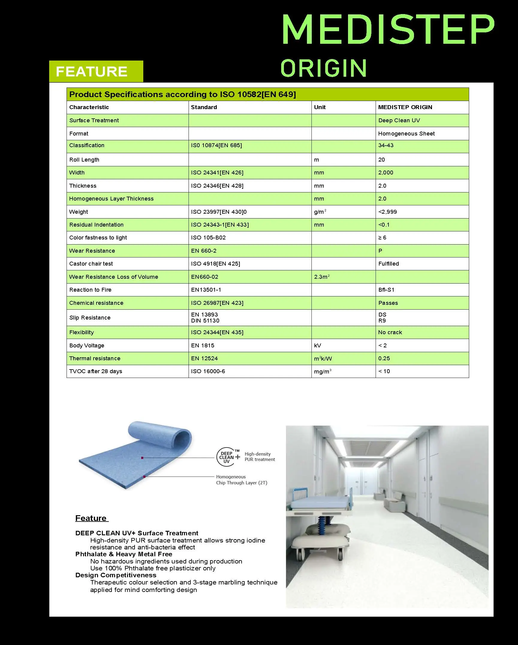 Homogenous vinyl sheet, heavy duty vinyl sheet, hospital vinyl floor